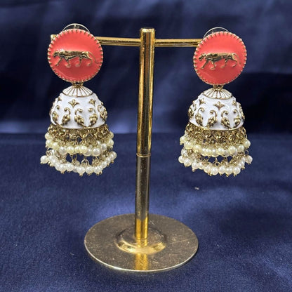 Gold Plated Enamel Jhumki Earrings