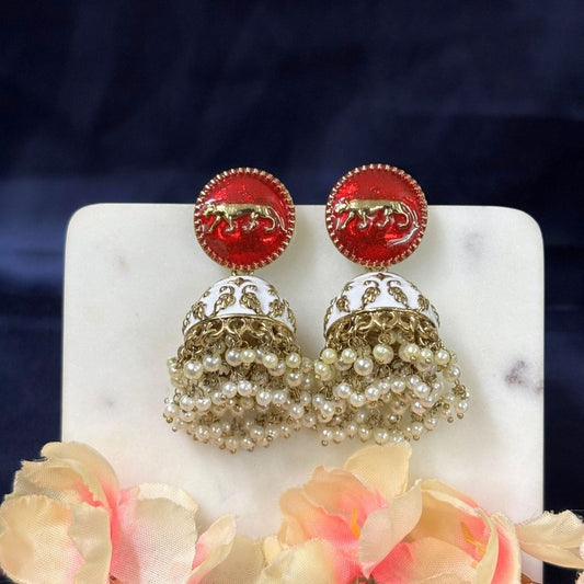 High Quality Gold Plated Heritage Enamel Jhumk Earrings