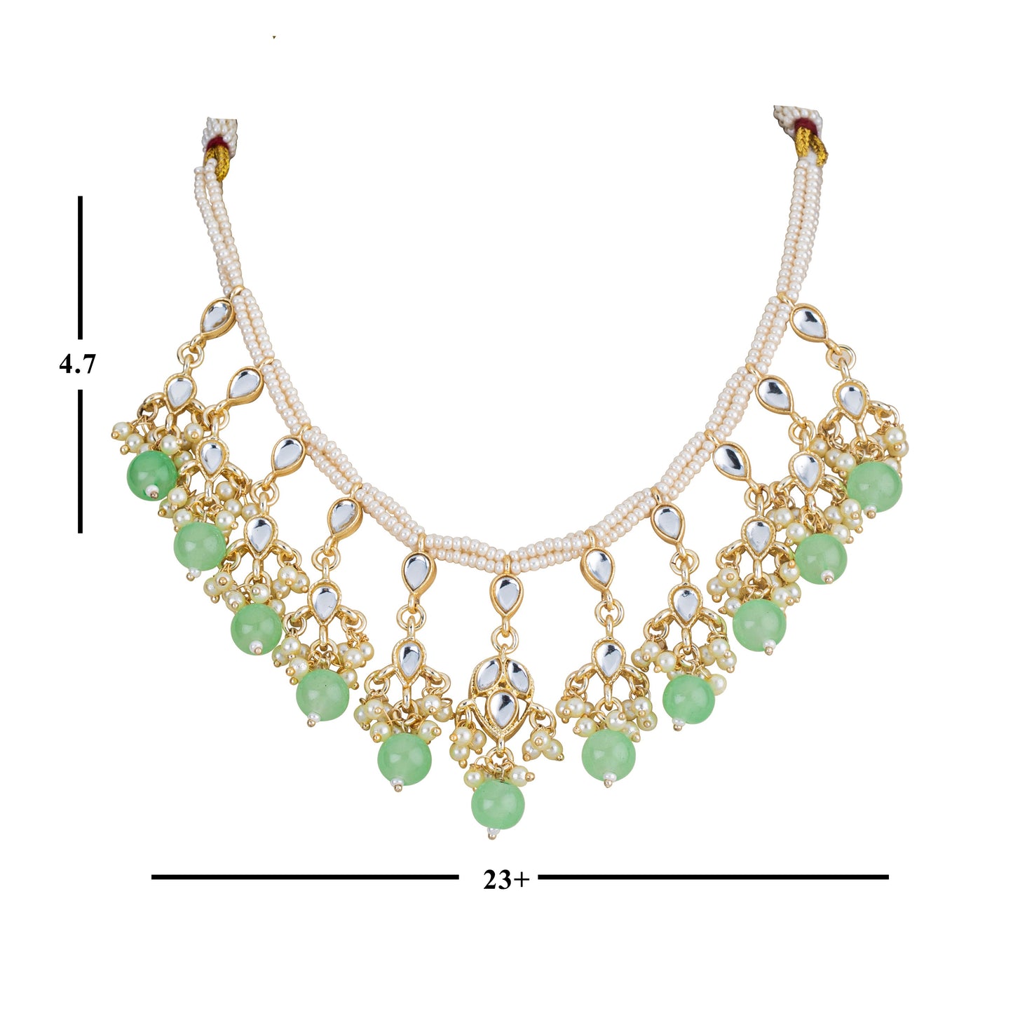Bdiva 18K Gold Plated Monalisa Green Beads Kundan Pearl Choker.