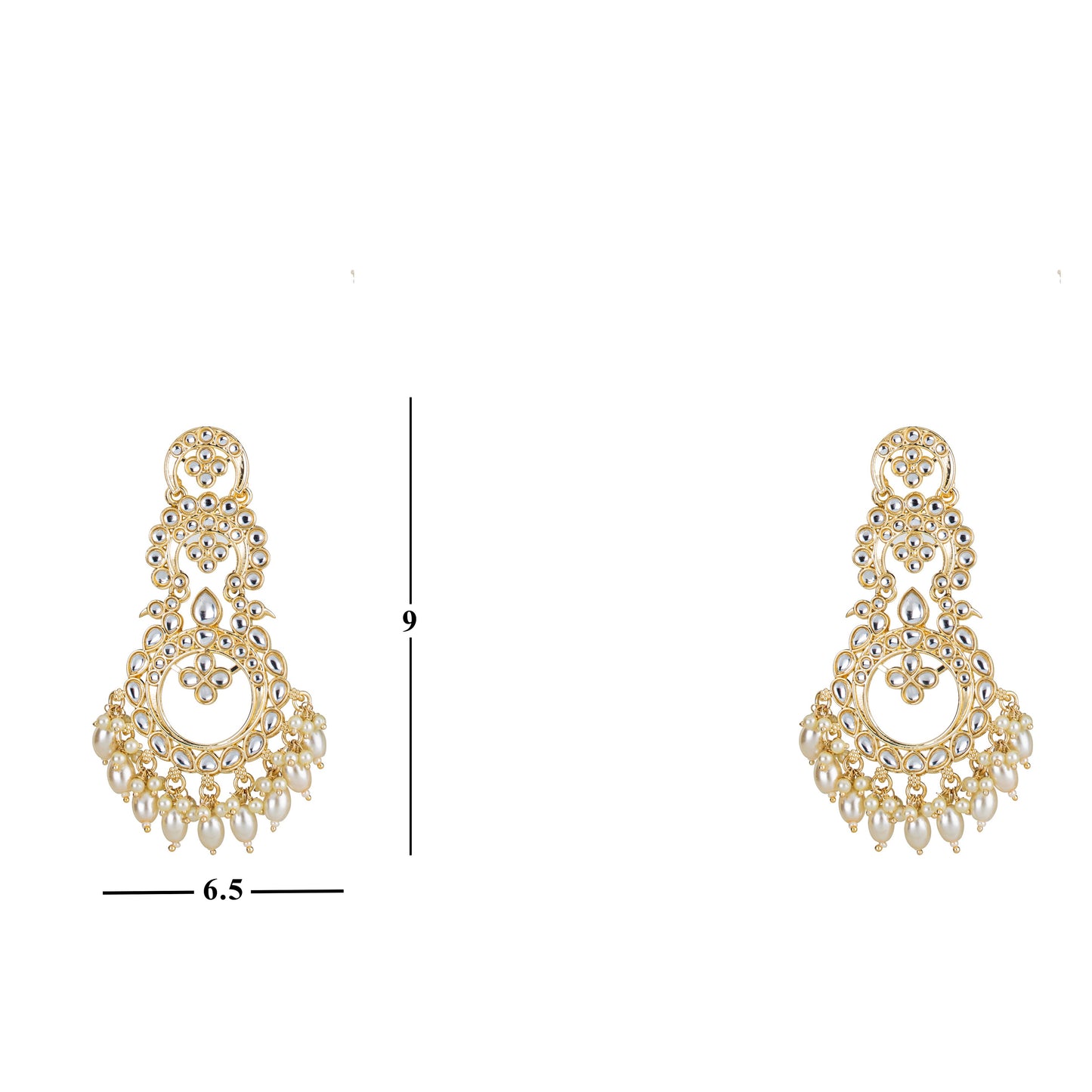 Bdiva 18K Gold Plated Kundan Semi Cultured White Pearl Choker with Maangtika.