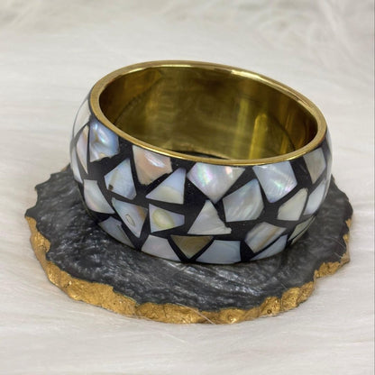 Gold Plated Aurora Stone Chip Bangle