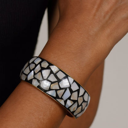 Gold Plated Aurora Stone Chip Bangle