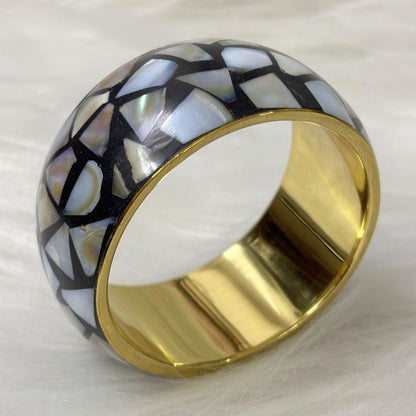 Gold Plated Aurora Stone Chip Bangle