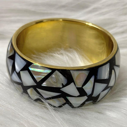 Gold Plated Aurora Stone Chip Bangle