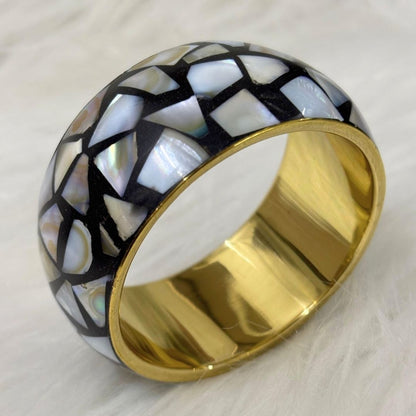 Gold Plated Aurora Stone Chip Bangle