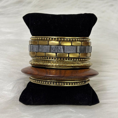 Gold Plated Stone Chips Set of Bangles