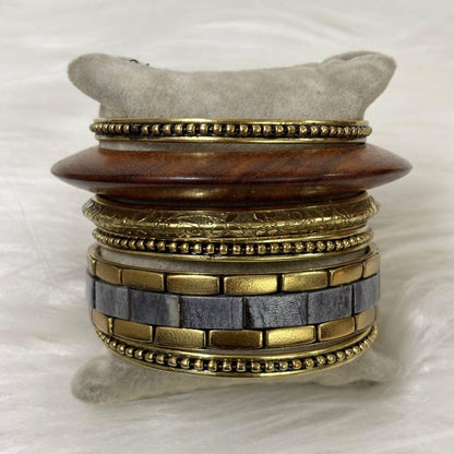 Gold Plated Stone Chips Set of Bangles