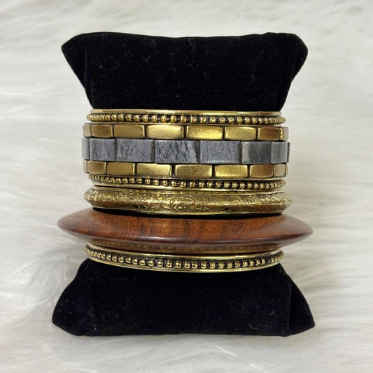 Gold Plated Stone Chips Regal Charm Set of Bangles