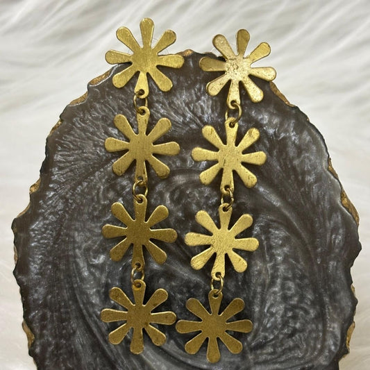 Gold-Plated Snowflake Dangle Push Back Earrings