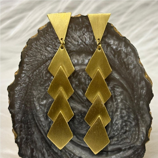 High-Quality Gold-Plated Geometric Dangle Earrings