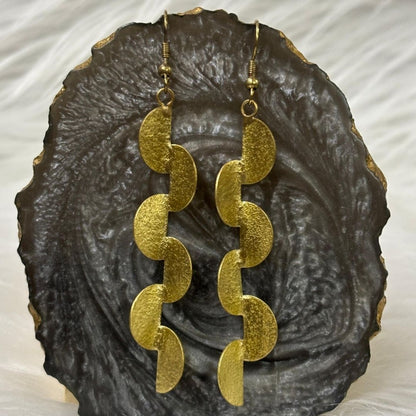 Gold Plated Semi-Circle Drop Earrings