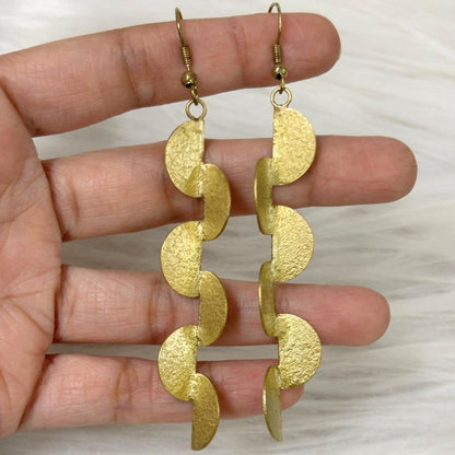 Gold Plated Semi-Circle Drop Earrings