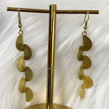 Gold Plated Semi-Circle Drop Earrings