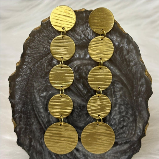 High-Quality Gold-Plated Moon Disc Dangle Earrings