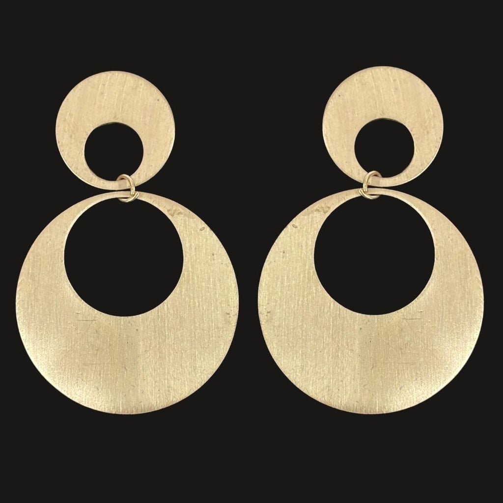 Gold Plated Double Round Earrings