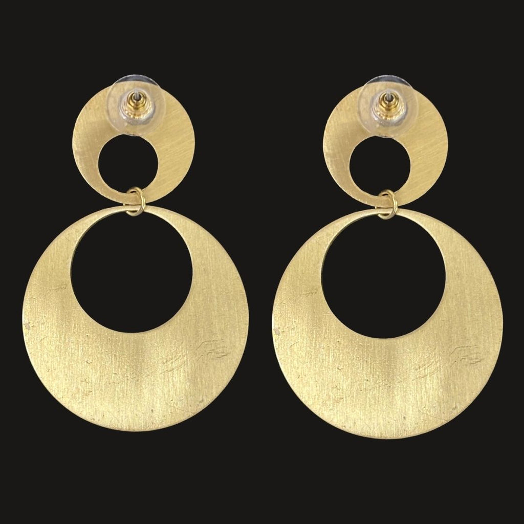 Gold Plated Double Round Earrings