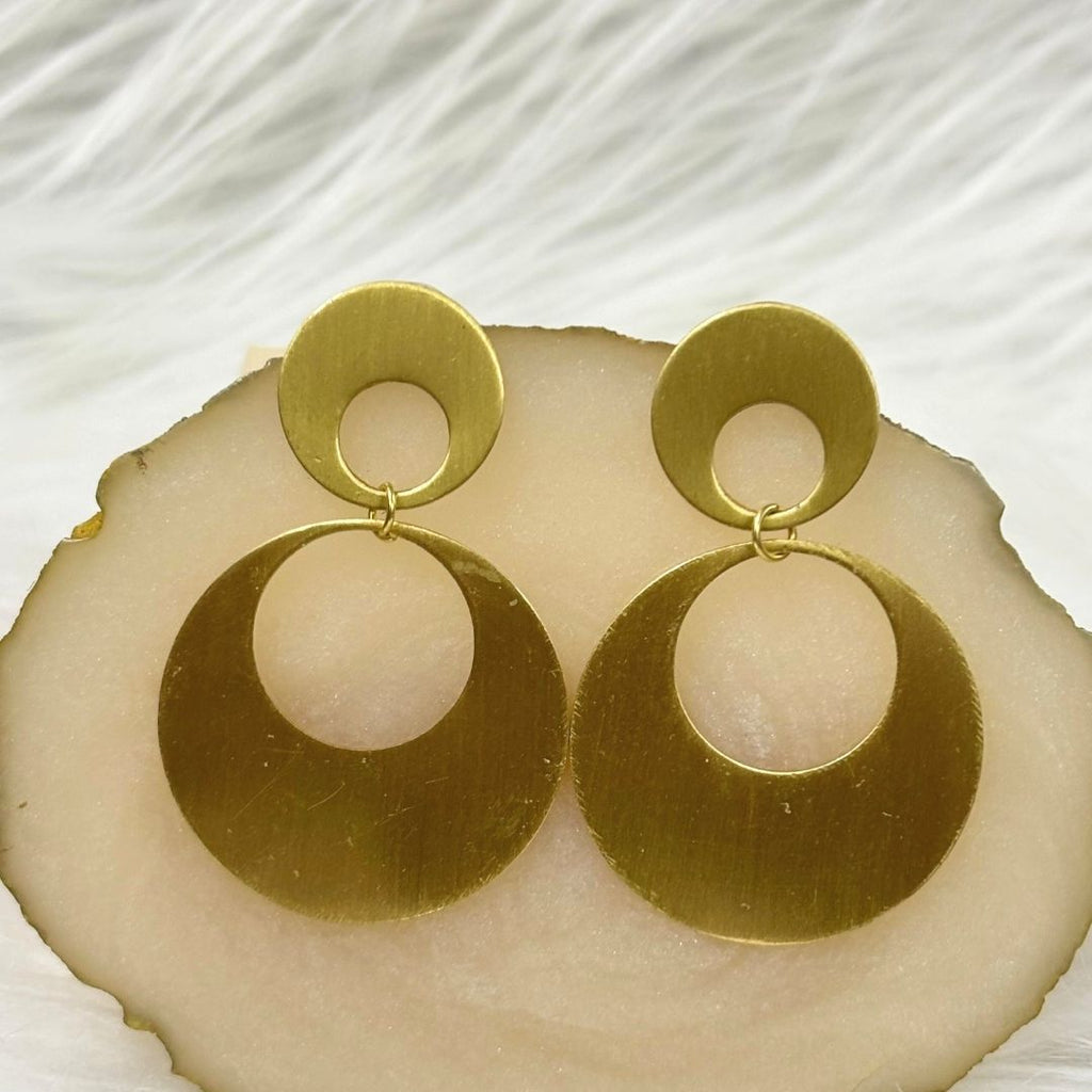 Gold Plated Double Round Earrings