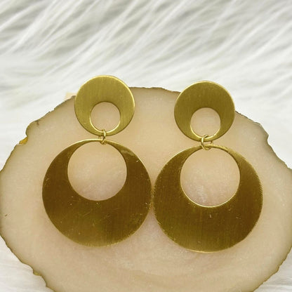 Gold Plated Double Round Earrings