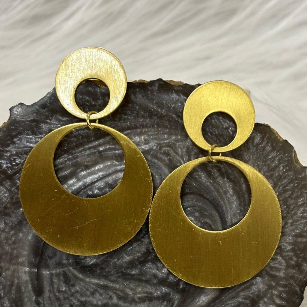 Gold Plated Double Round Earrings