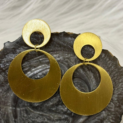 Gold Plated Double Round Earrings
