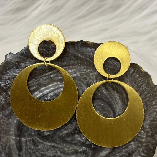 High-Quality Gold-Plated Dual Circle Drop Earrings
