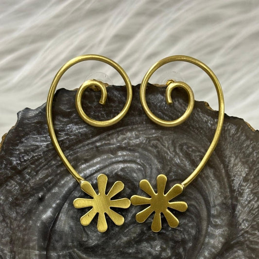 High-Quality Gold-Plated Bloom Spiral Drop Earrings