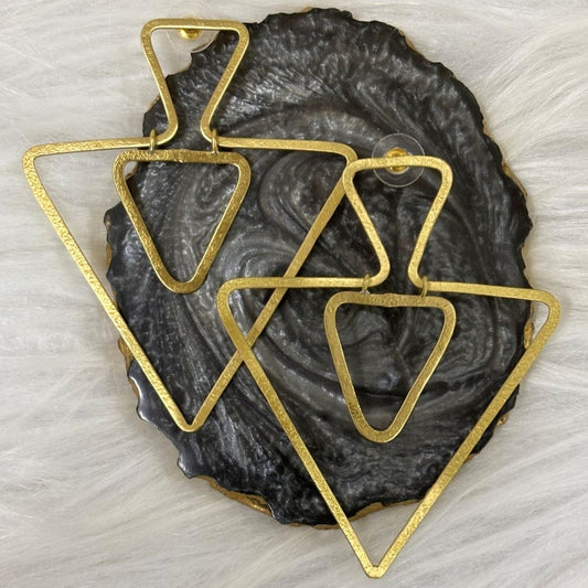 High-Quality Gold-Plated Geometric Triangle Dangle Earrings
