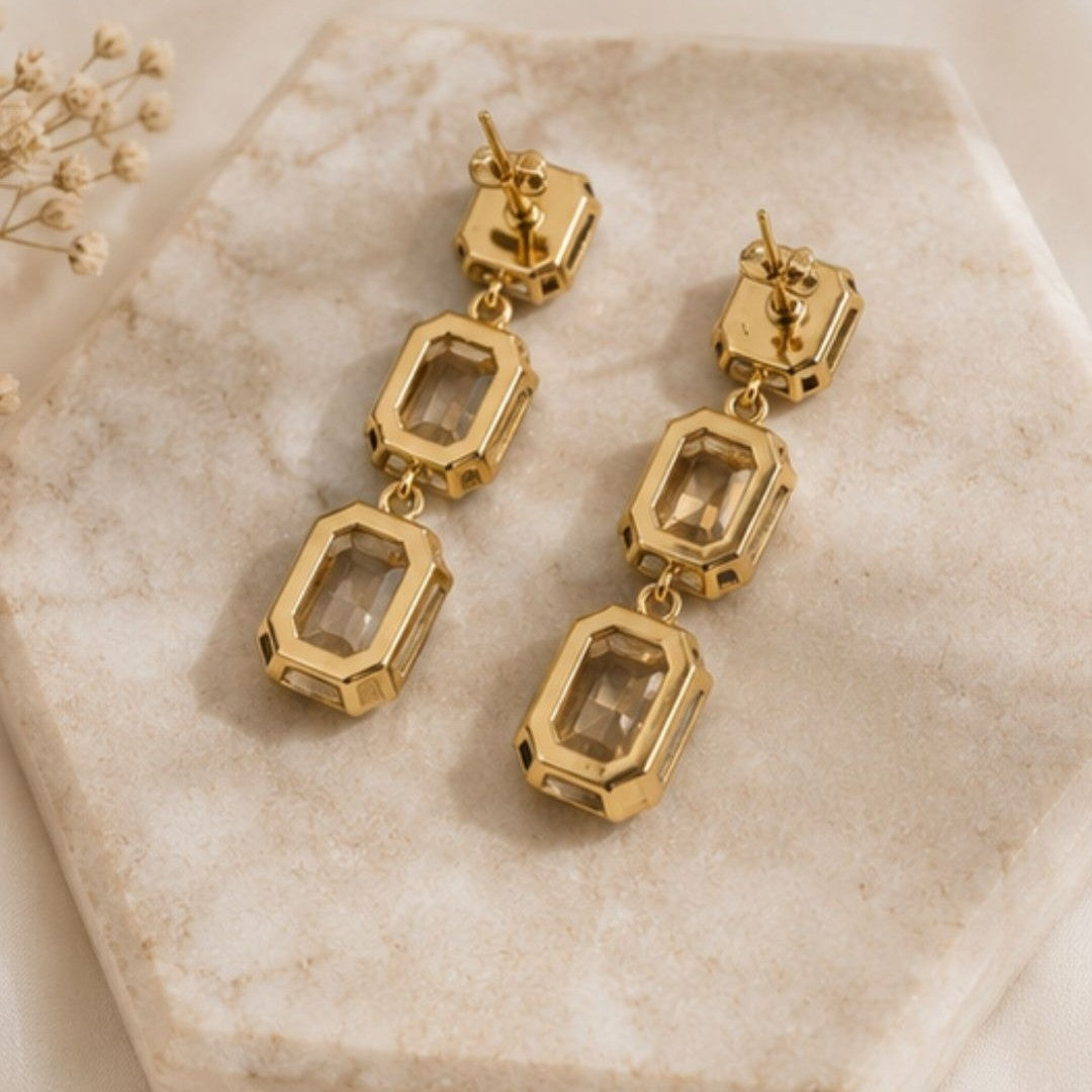 Gold Plated Kundan Drop Earrings
