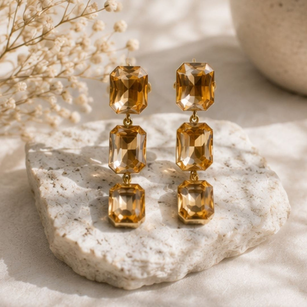Gold Plated Kundan Drop Earrings