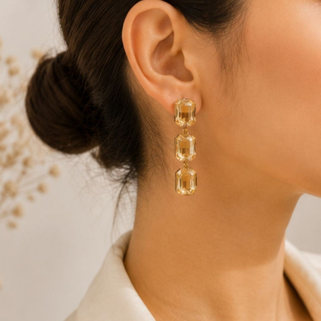 Gold Plated Kundan Drop Earrings