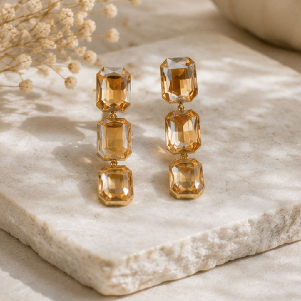 Gold Plated Kundan Drop Earrings