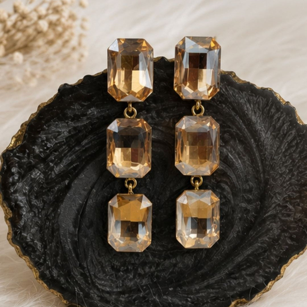 Gold Plated Kundan Drop Earrings