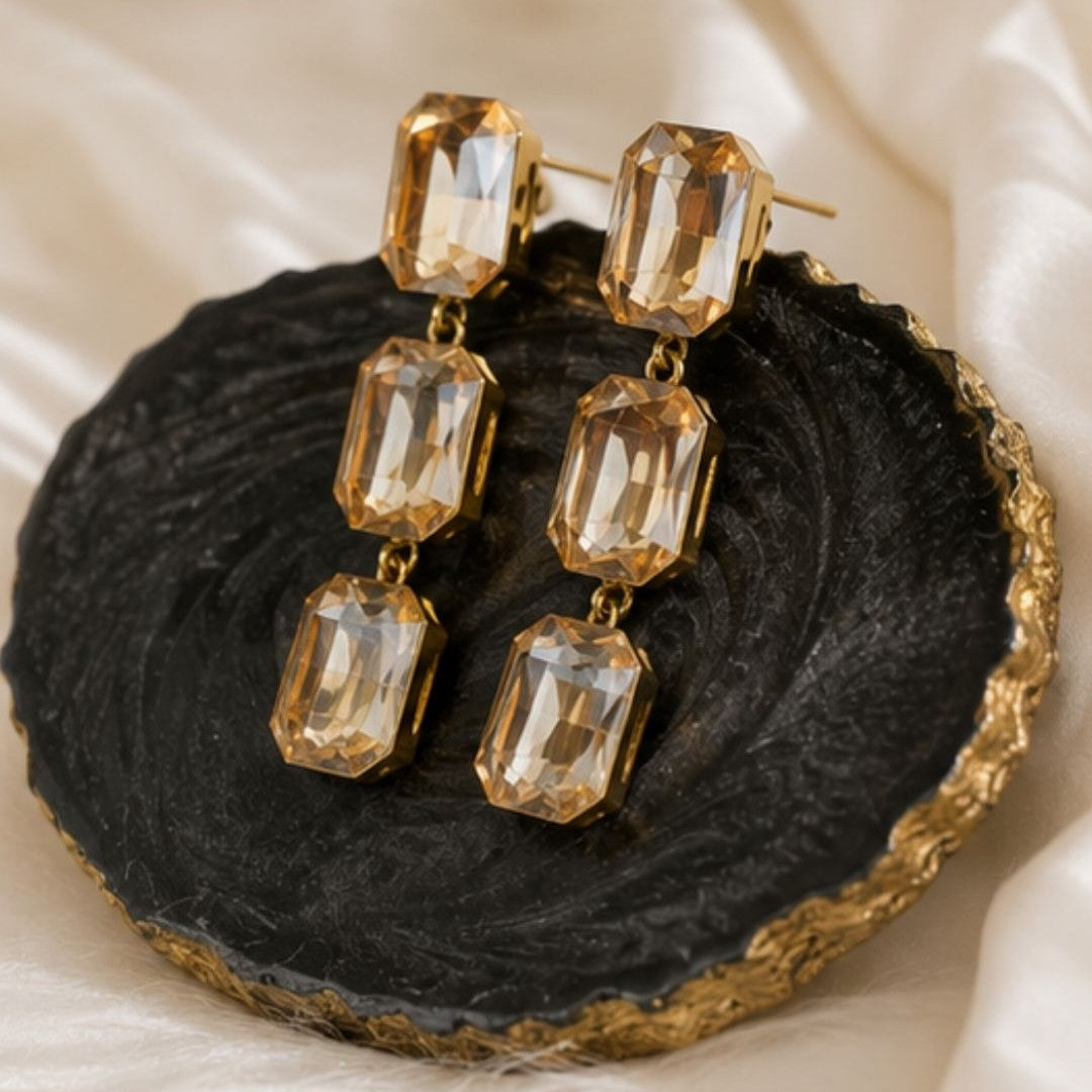 Gold Plated Kundan Drop Earrings