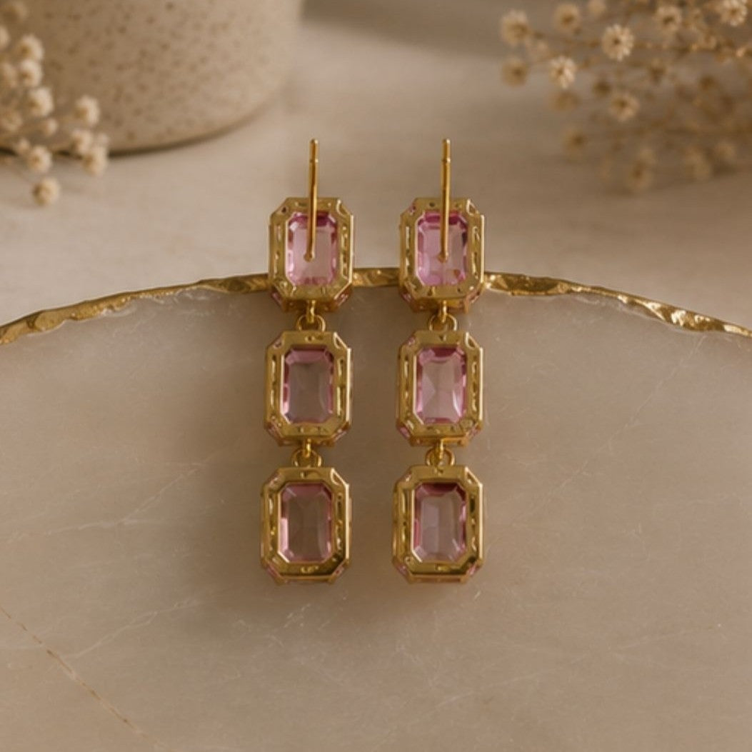 Gold Plated Kundan Drop Earrings