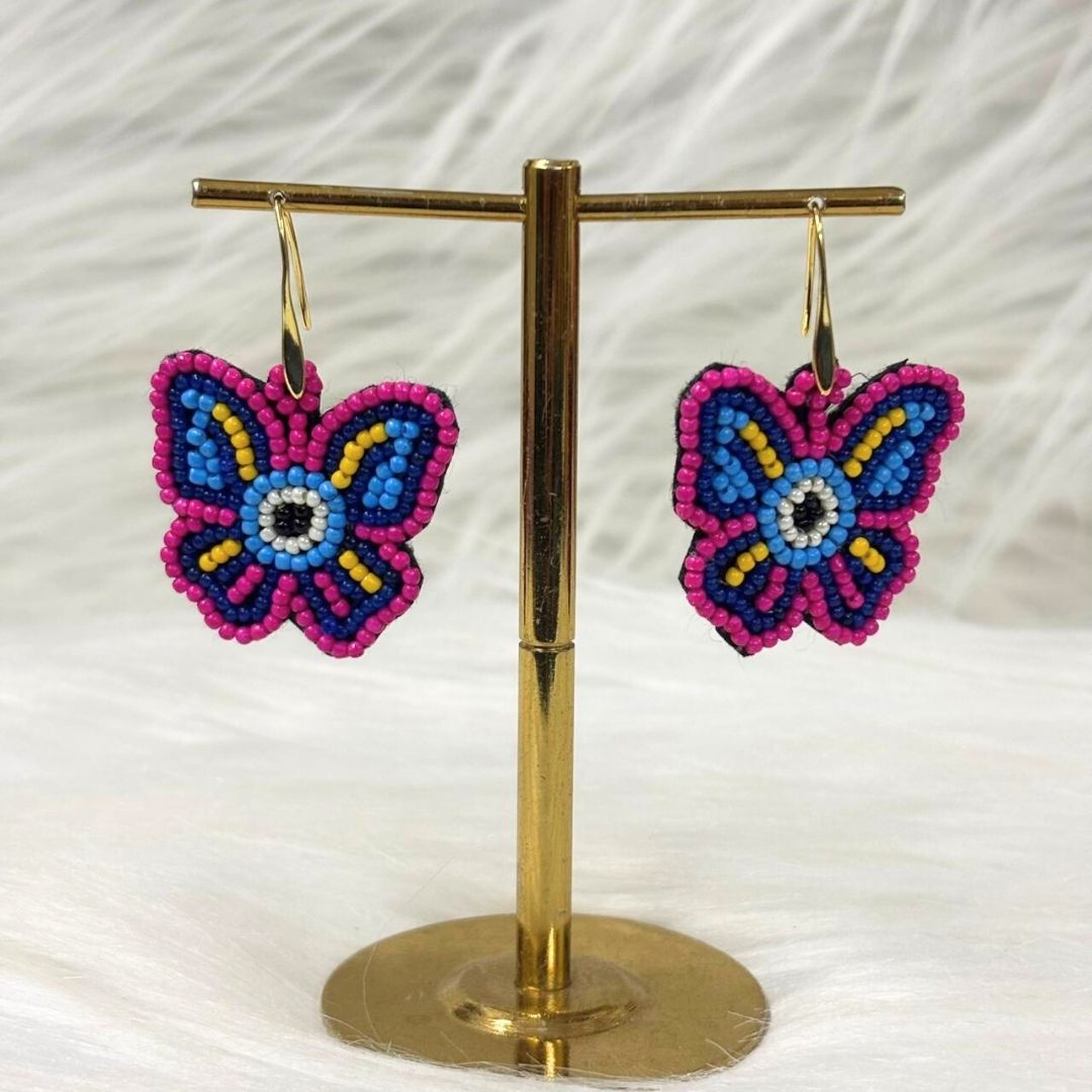 Multicolour Butterfly Seed Bead Earrings