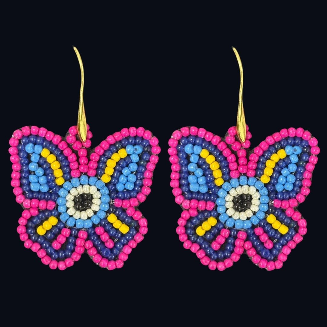 Multicolour Butterfly Seed Bead Earrings