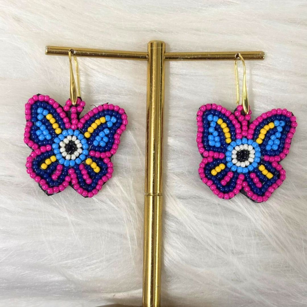 Multicolour Butterfly Seed Bead Earrings