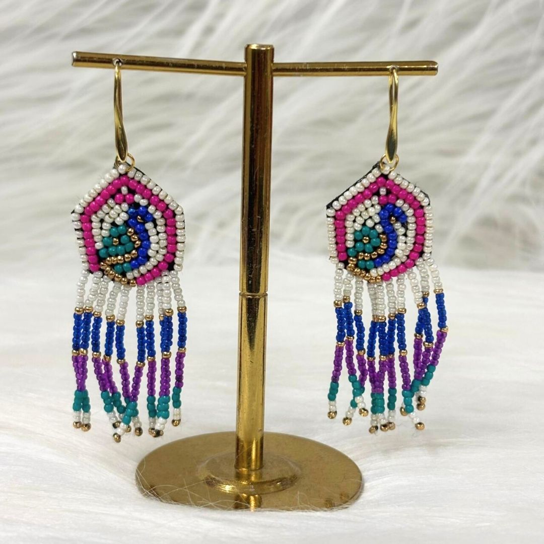 Multicolour Butterfly Seed Bead Earrings