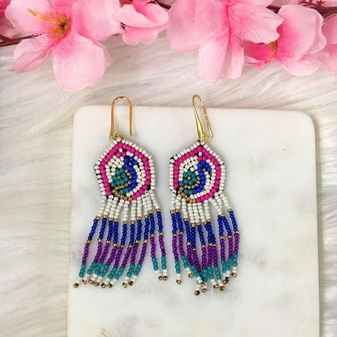 Multicolour Butterfly Seed Bead Earrings