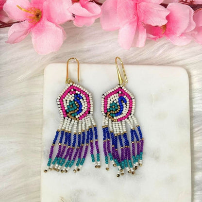 Multicolour Butterfly Seed Bead Earrings