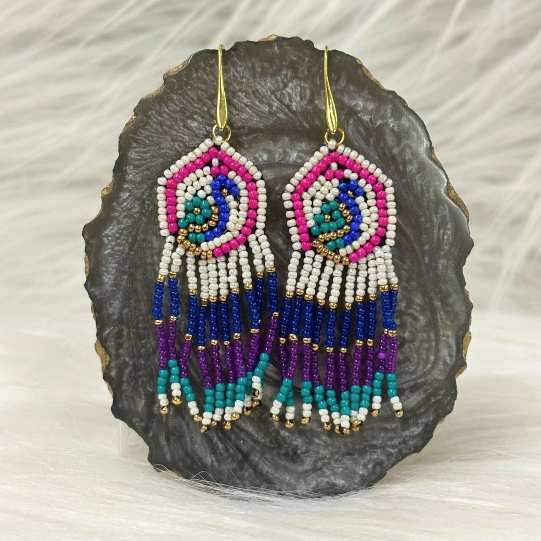 Multicolour Butterfly Seed Bead Earrings