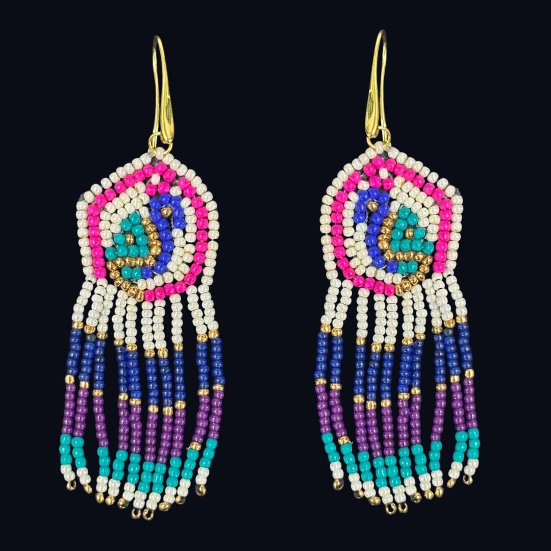 Multicolour Butterfly Seed Bead Earrings
