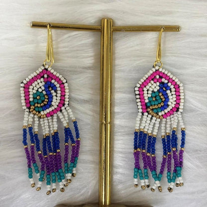Multicolour Butterfly Seed Bead Earrings