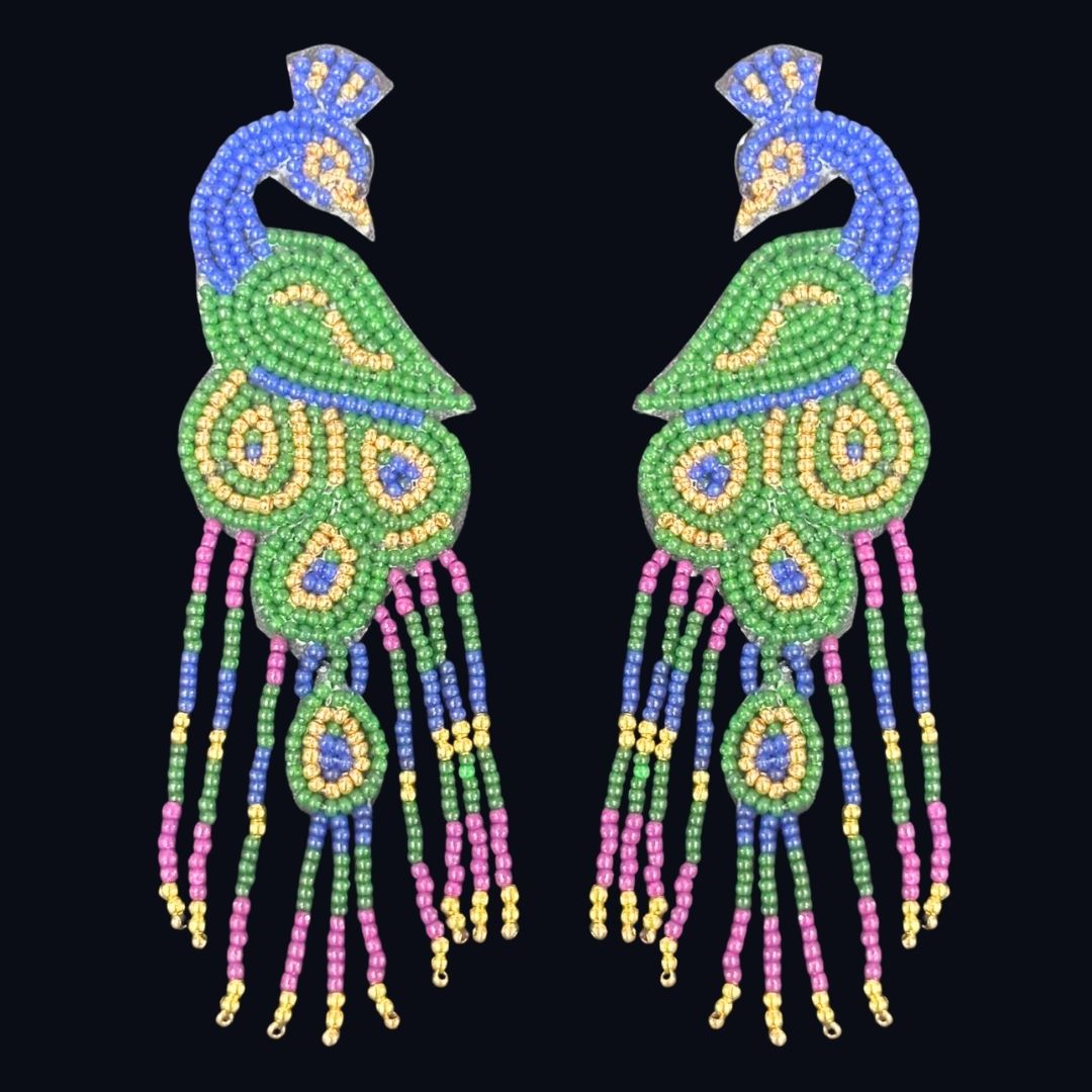 Multicolour Butterfly Seed Bead Earrings