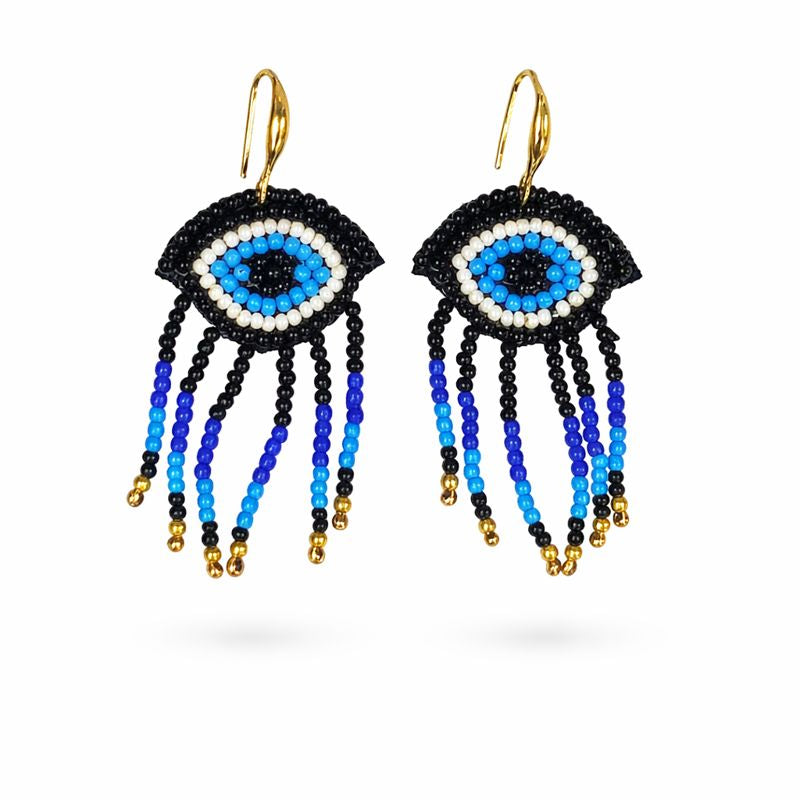 Evil Eye Seed Bead Earrings