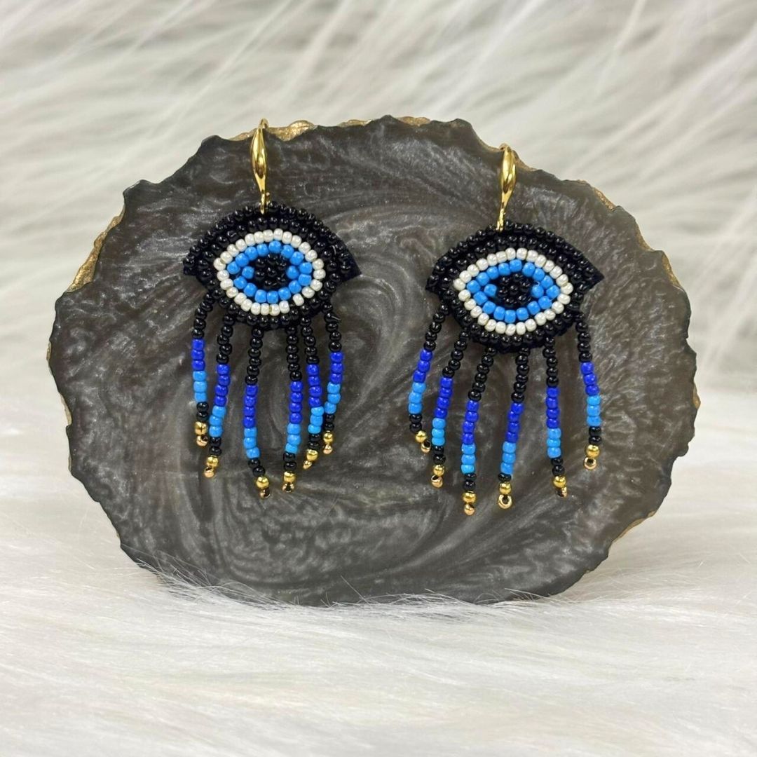 Evil Eye Seed Bead Earrings