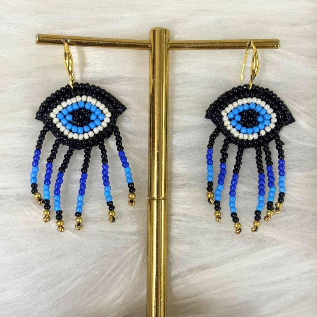Evil Eye Seed Bead Earrings