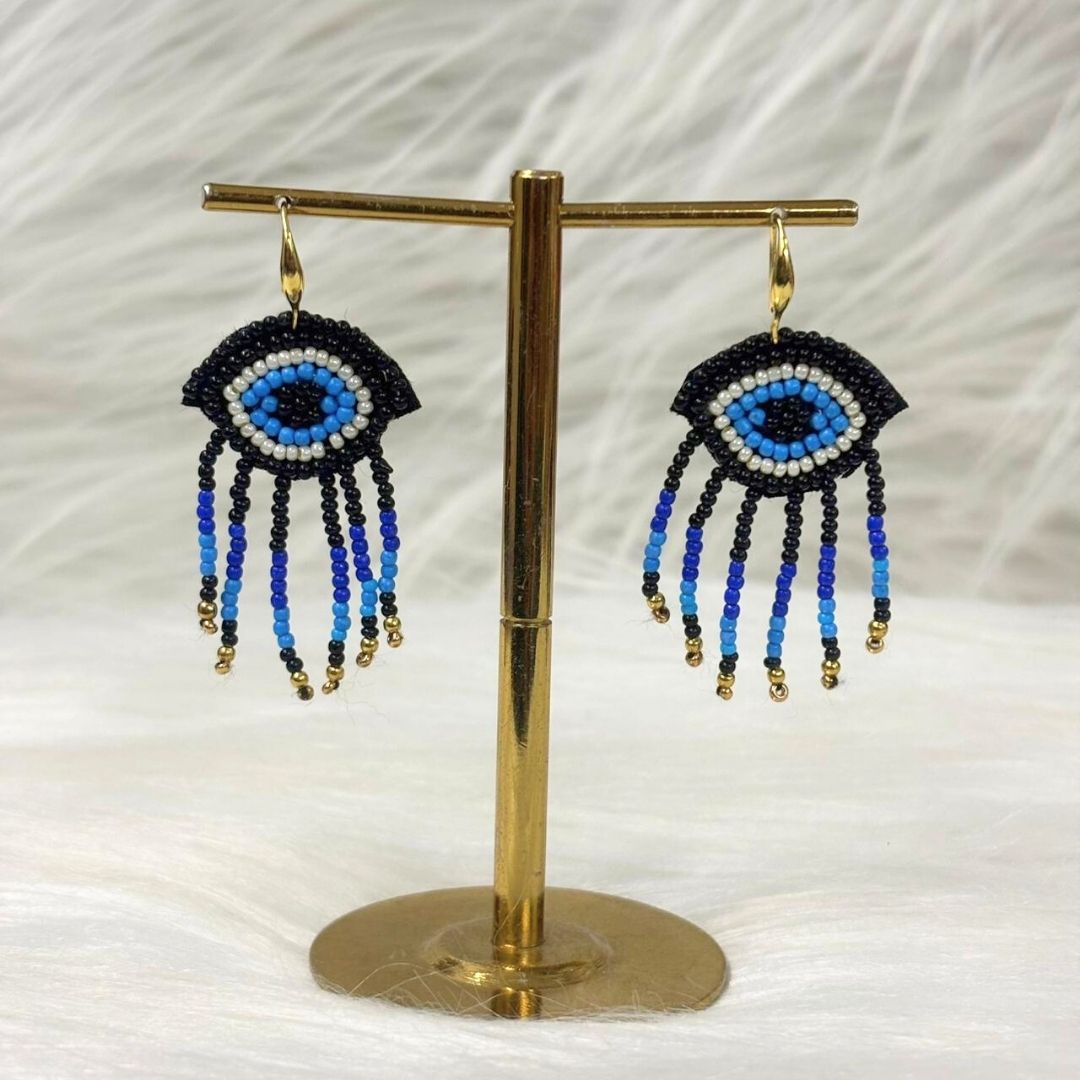 Evil Eye Seed Bead Earrings