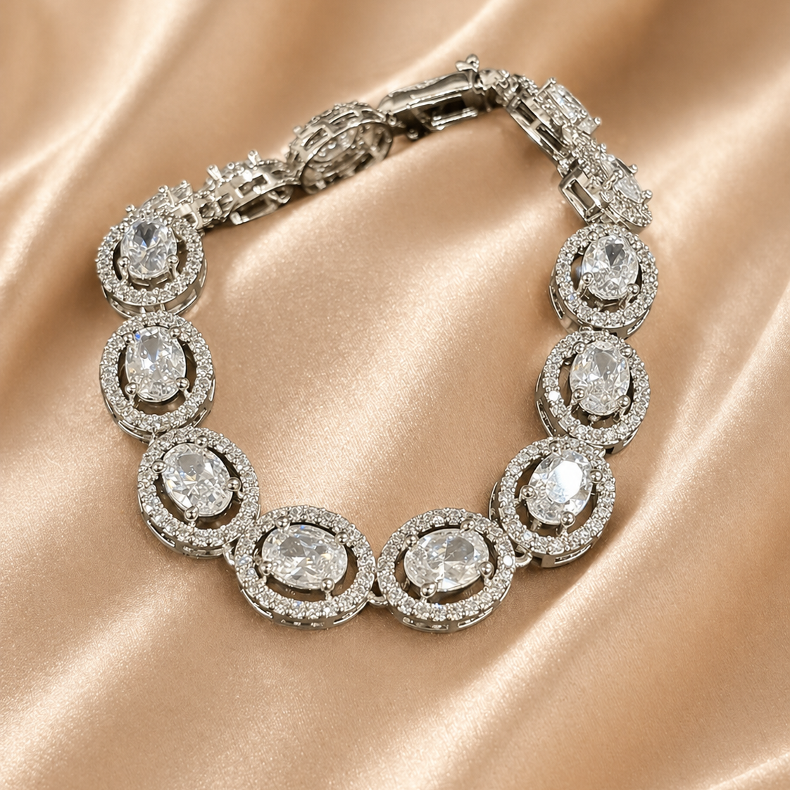 Rhodium Plated Cubic Zirconia Tennis Bracelet