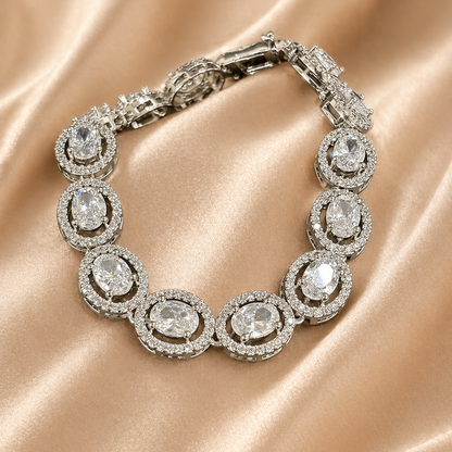 Rhodium Plated Cubic Zirconia Tennis Bracelet
